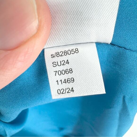 NWT* Ann Taylor Pleated Belted Button Front Cap Sleeve Dress Royal Blue Size 18 - Picture 15 of 15